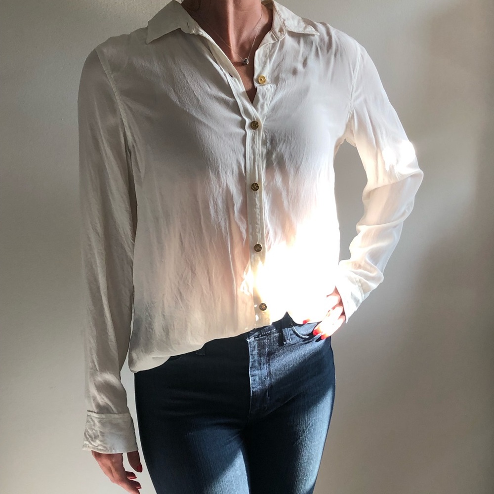 100% SILK flowy button down C wonder shirt